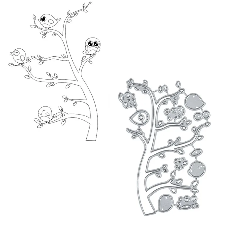 Eastshape металлические режущие штампы ветка птицы цветок трафареты для