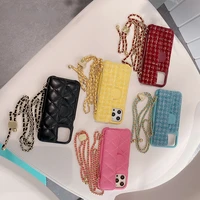 fashion fancy collocation leather chain brand lambskin case for iphone 13 12 11 pro xs max 8 plus card bag cover phone accessory