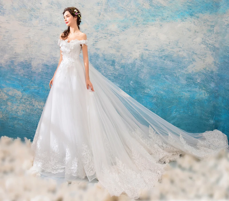 Hot Fashion flower Wedding Dress long gown Grand Yarn Princess Veil elegance and beautiful white | Свадьбы и торжества