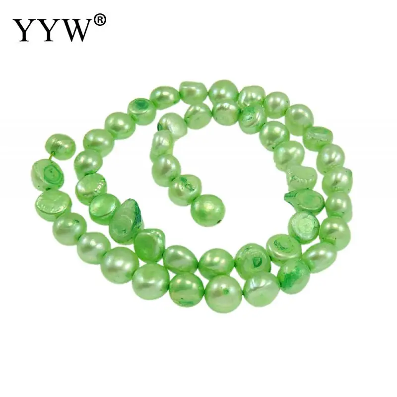 

Wholesale 8-9mm Green Pearl Beads Cultured Baroque Freshwater Pearl Beads Grade A Hole 0.8mm 15 Inch