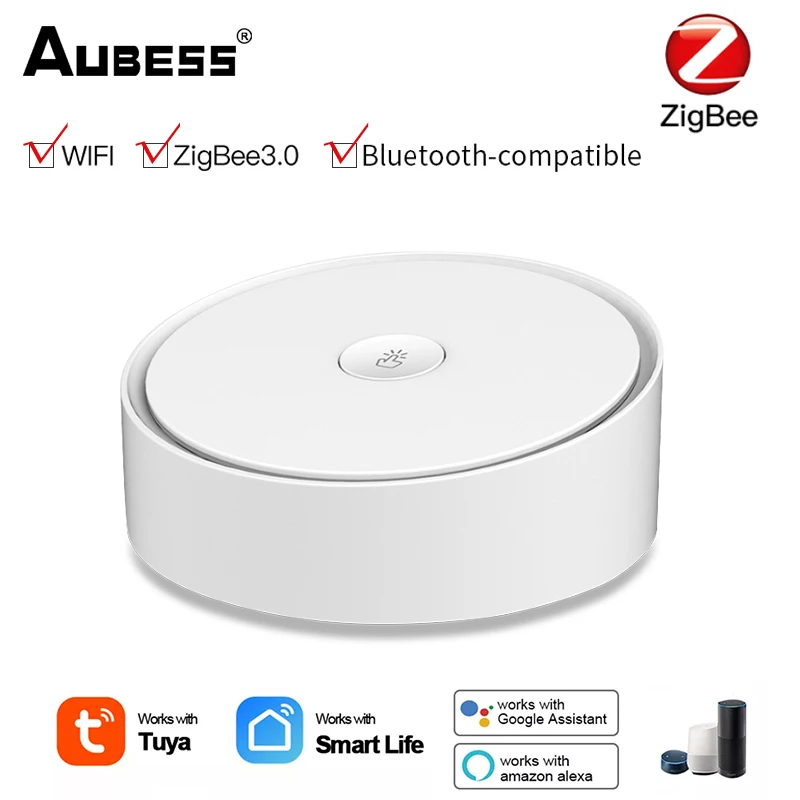 

Сетевой смарт-хаб Aubess ZigBee, многорежимный шлюз с поддержкой Wi-Fi и Bluetooth, с голосовым управлением через Alexa Google Home