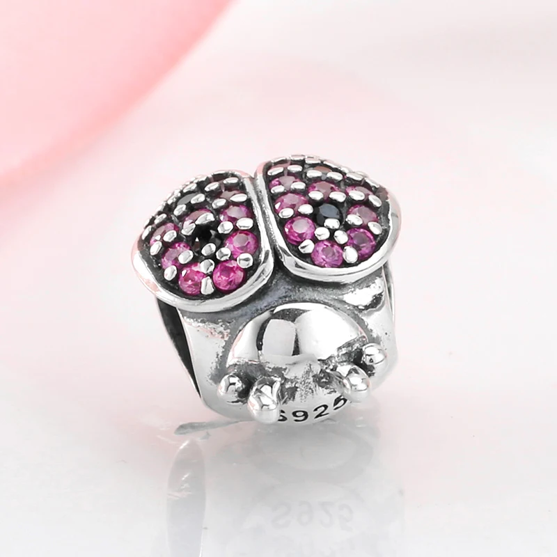 Сделай Сам серебро 925 пробы модная Милая божья коровка Красный CZ изящные бусины