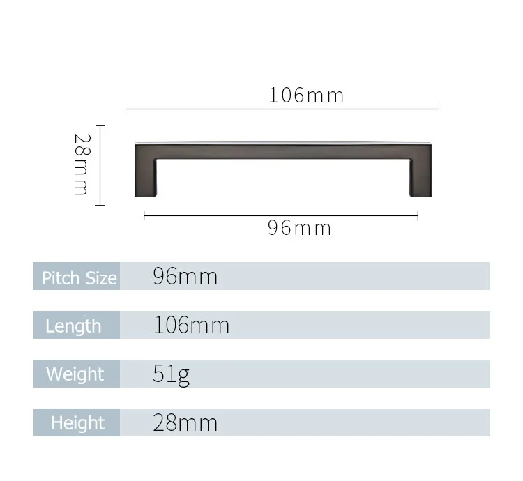 Dark grey-96mm Современные Высокое качество золото, цинк мебели сплава дверная ручка, шкафчик ручки и ручки выдвижных ящиков Кухня кабинет ручки - Цвет: Dark grey-96mm