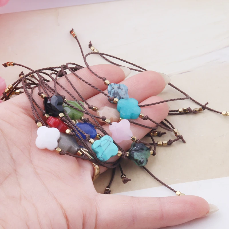 NeeFuWoFu браслет из восковой верёвки очаровательные браслеты Клевер Богемия de Madera