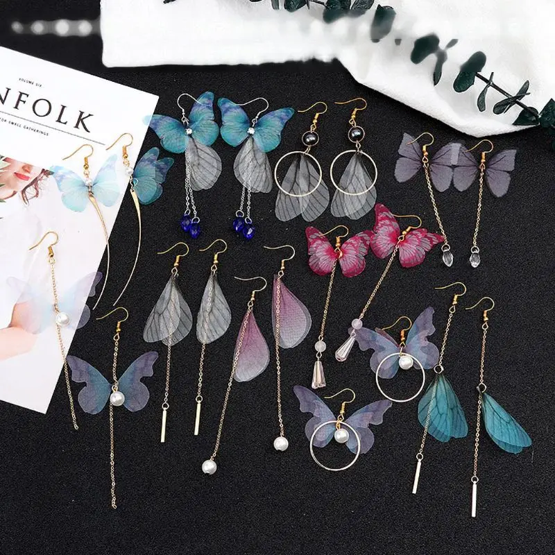 Большая упаковка красивые серьги в виде стрекозы бабочек крыльев цикады