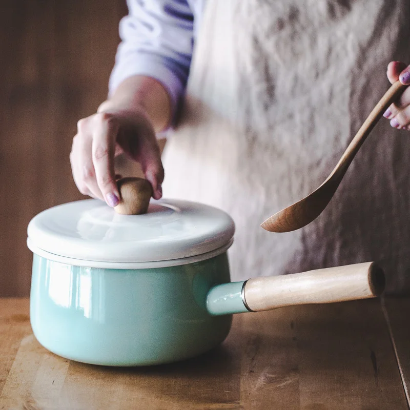 Японская электромагнитная печь для молока фарфоровая эмалированная кастрюля