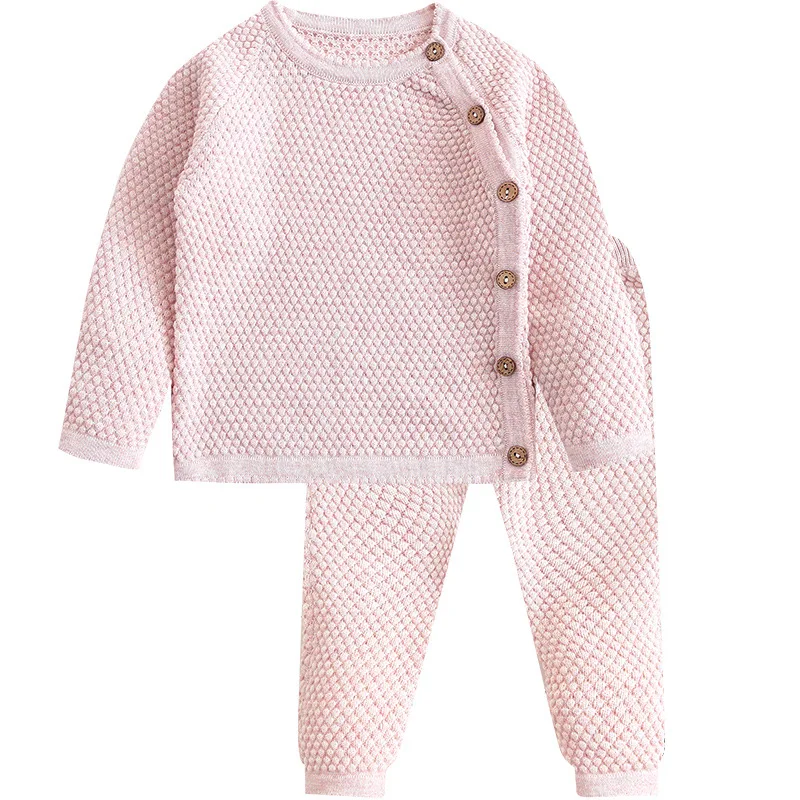 Long Sleeve Clothes Sets for Newborns Baby Girl boy Fashion fall Winter Clothing Suit Solid Woolen Knitted Cloth Infant Boy sets | Детская