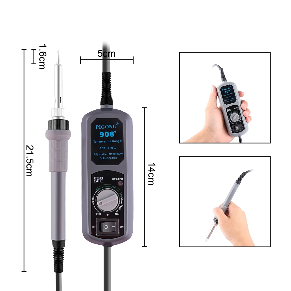 908+ 60W 110V-120V Portable Thermostat Soldering Iron Suit Digital Display Adjustable Electric Welding Repair Tools | Инструменты