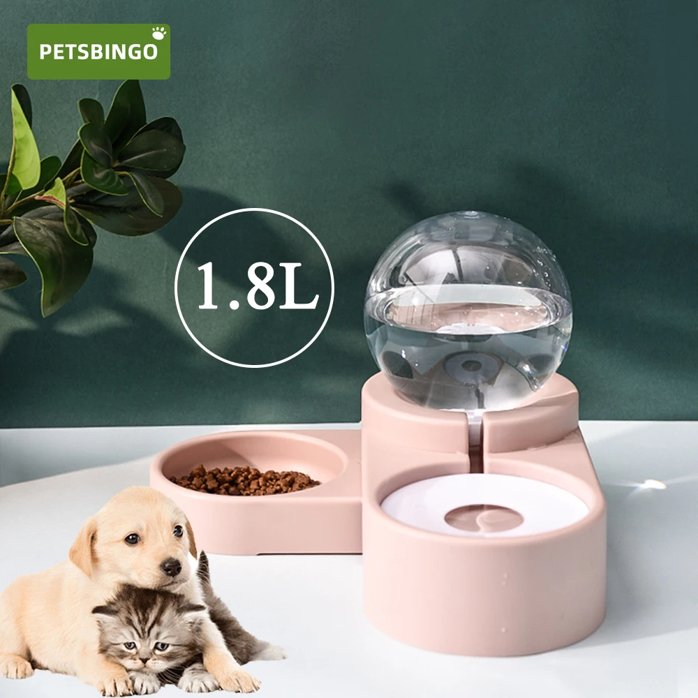 

Pets Bingo Dog Autommatic Feeder 1.8L Cat Drinking Dispenser Dual Port Puppy Bowl Multifunction Pet Food Storage Container