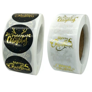 500 шт. Золотая фольга, рождественские наклейки, этикетки, наклейки, клейкие стикеры для конвертов, подарочных коробок, деловые наклейки, украшения