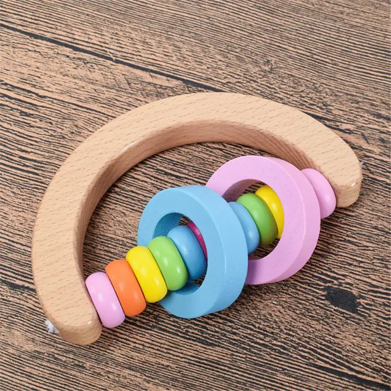 

4Pcs Montessori Wooden Rattles Hold Rattle Hand Bell Gift Baby Toys Toddler Infant Toy L9CD