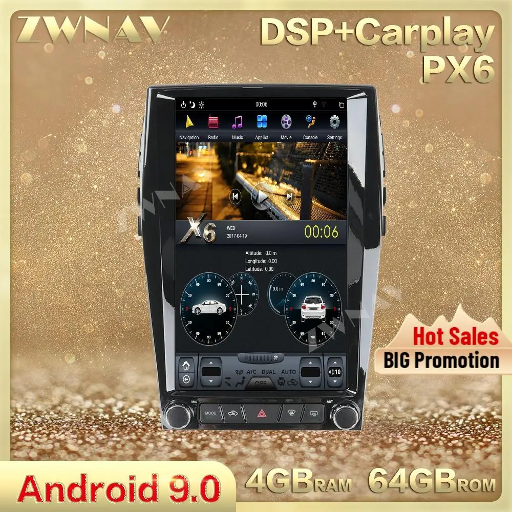 DSP Carplay вертикальный экран Тесла Android 9 0 автомобильный мультимедийный плеер для Ford