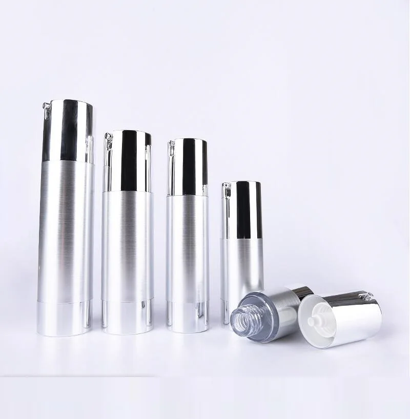 50 мл УФ Серебряный безвоздушный вакуумный насос бутылка для лосьона с серебряным