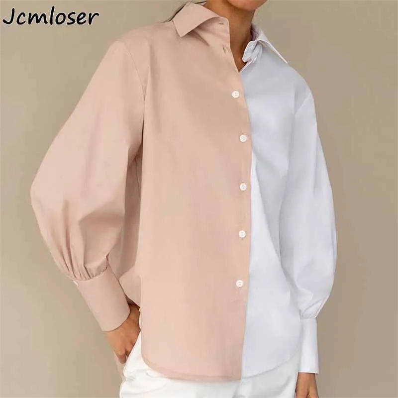 

Женская офисная блузка с длинным рукавом, элегантная белая однобортная Свободная блузка в стиле пэчворк, осень 2021