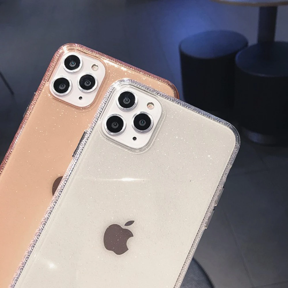 Кружевной прозрачный блестящий чехол для телефона iPhone 11 Pro X XR XS Max 6 6s 7 8 Plus цветной