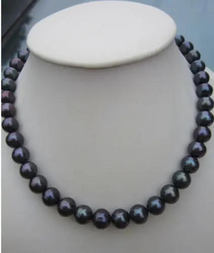 AAA 9 10 мм натуральное ожерелье из таитянского Черного Жемчуга 925 серебро золото 18