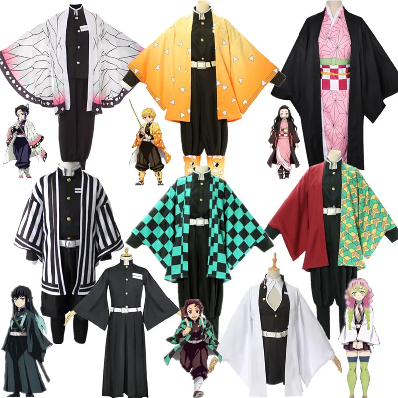 

Kids Anime Demon Slayer Kimetsu no Yaiba Tanjirou Kamado Nezuko Zenitsu Shinobu Cosplay Costume Women Kimono Halloween clothing