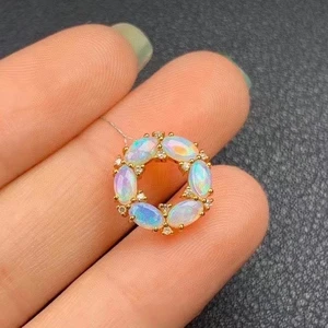 Natural Opal Necklace Pendant, S925 Silver Pendant, Colorful Gemstone Necklace, Birthstone Necklace, Engagement Pendant