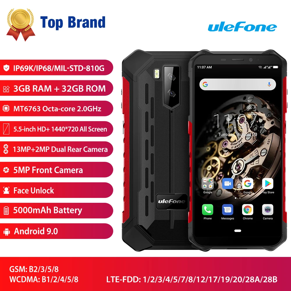 Смартфон Ulefone Armor X5 на Android 9 0 восемь ядер экран 5 дюйма 3 ГБ + 32 ГБ|Смартфоны| |