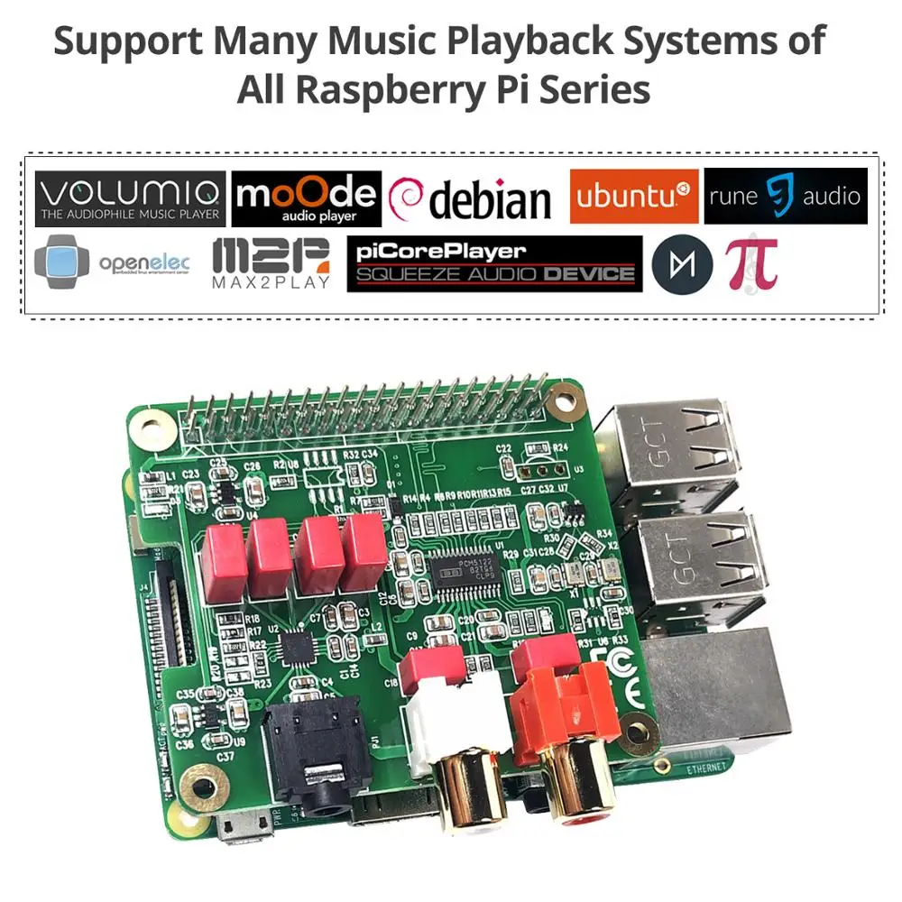 ЦАП Rpi HiFi для Raspberry Pi совместим с Zero W 3B + 4 40 контактным разъемом|Аксессуары