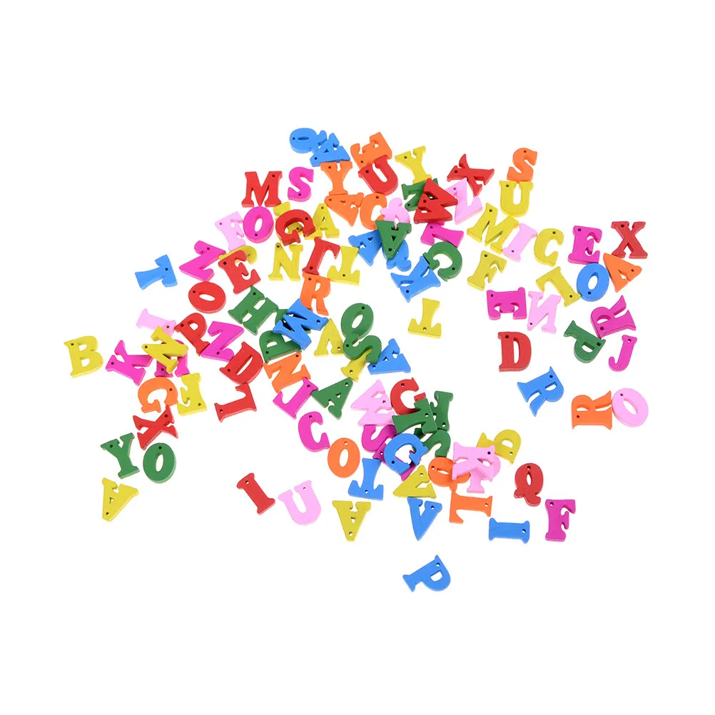 

100Pcs/pack English Words Wooden Letters Alphabet Crafts Colorful Scrabble Letters & Numbers For Crafts Wood Puzzles Toy For Kid