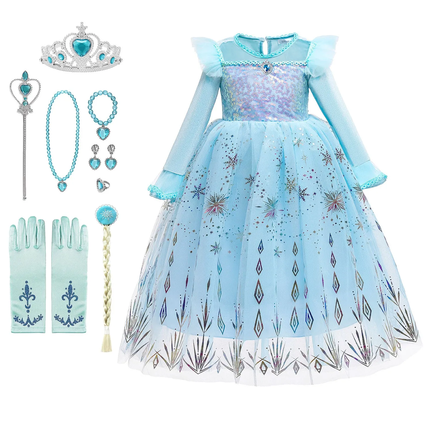 

Костюм для девочек «Холодное сердце 2», платье принцессы, детская Снежная королева, косплей, Рождественская Карнавальная одежда, платье Эль...