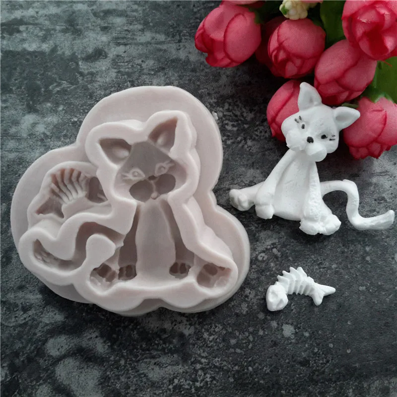 DIY 3D кошачья форма для пищевых продуктов Украшения Помады инструменты выпечки