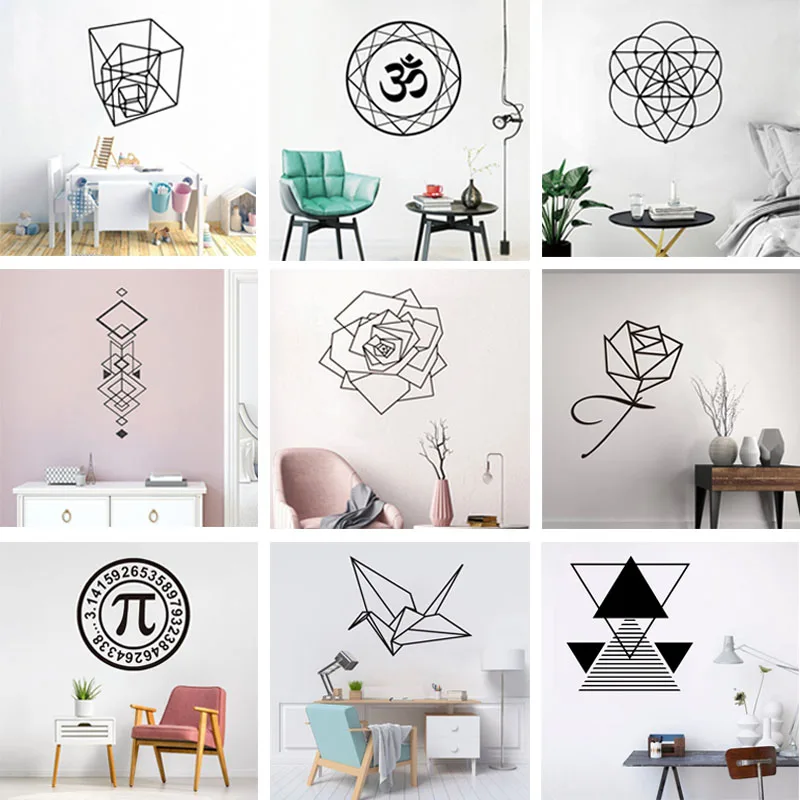 

YOYOYU Nordic style adhesive geometry wall for bedroom decoration children's decal room decoration sticker Mural wall decalHL189