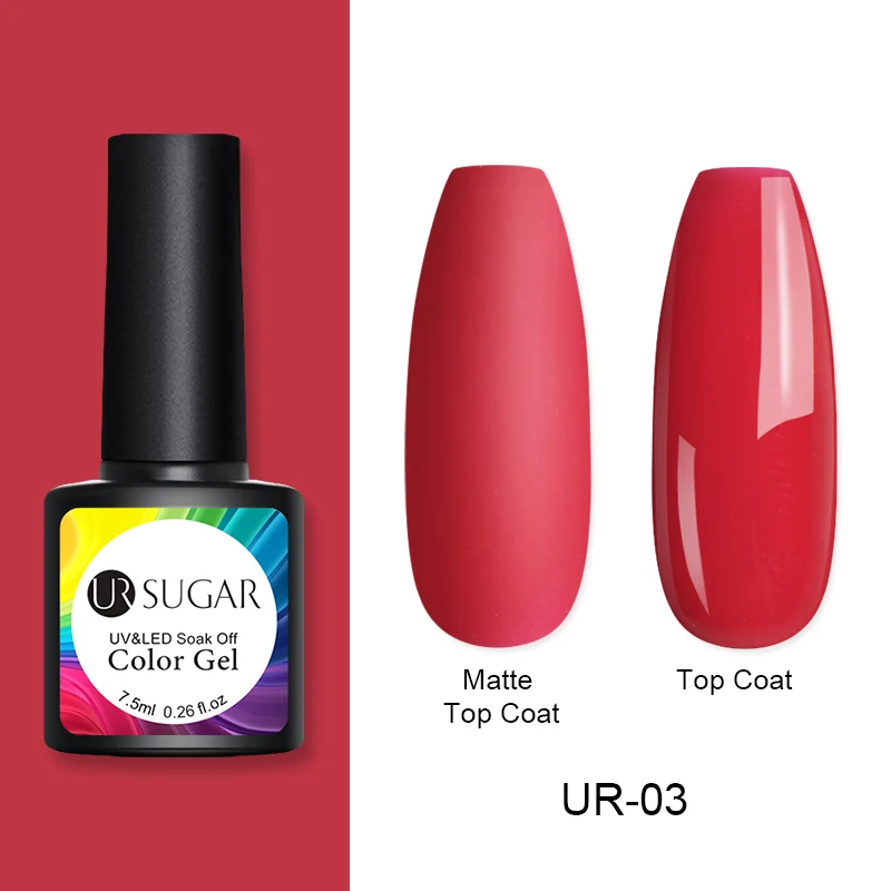 Red3 Ur Sugar 7,5 мл Одноцветный УФ-Гель-лак кофе полуперманентный впитывающий УФ-гель для дизайна ногтей Лак Матовый верхний слой гибридный лак - Цвет: Red3