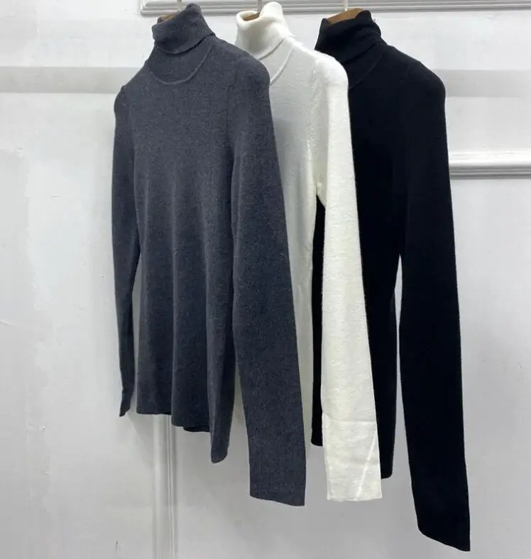 Wool Navais top Sweater Turtleneck Big Stretch Jumper Jersey Fashion Woman Black Beige Sold Color Knitwear 2022 | Женская одежда