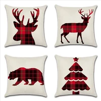 christmas lattice series silhouette tree deer bear print pillow case home decoration linen sofa pillow cover car cushion cover