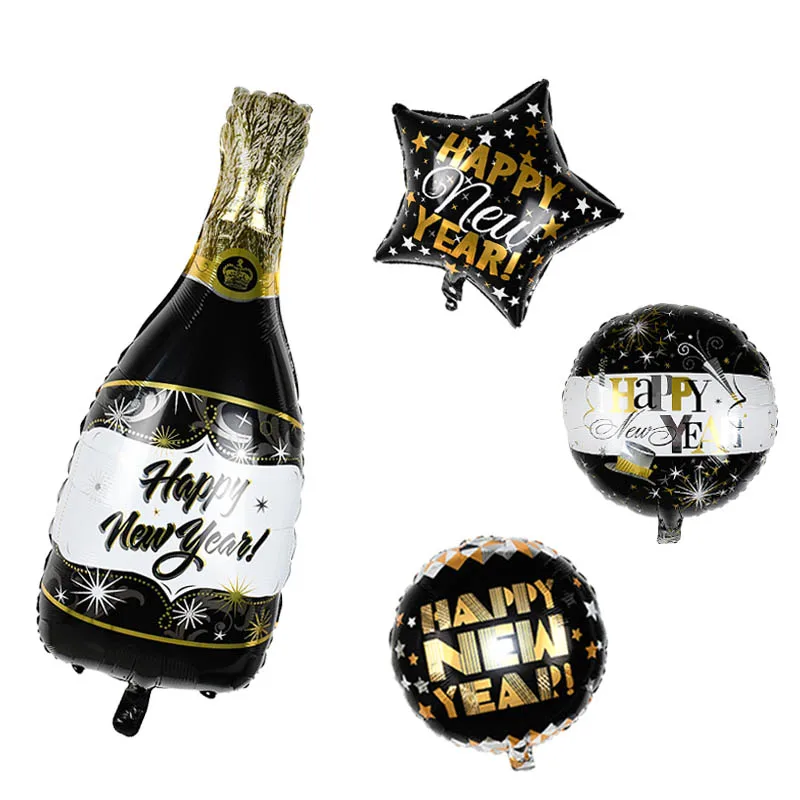 Новогодние фольгированные воздушные шары 2021 фоторамка реквизит золотой черный