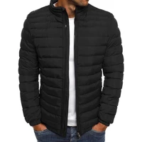 2021 new men s parka autumn winter coat solid stand collar zipper closure pockets casual puffer jacket streetwear