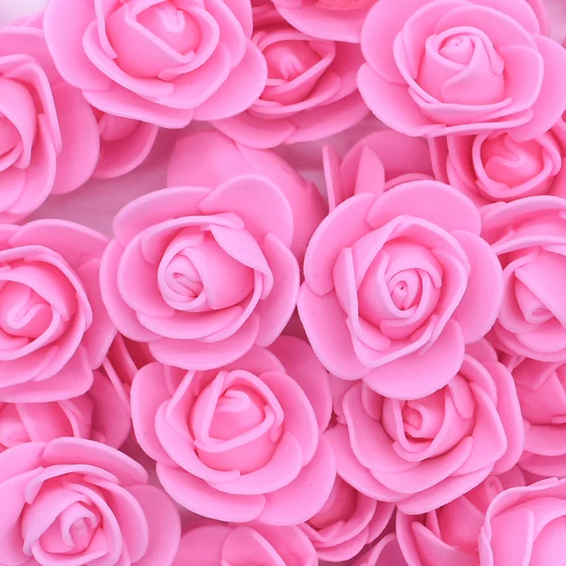 dark pink 50 шт./лот 3 см мини ПЭ Пена Розы Искусственные головки цветов для дома декоративные цветы венки Свадебная вечеринка творчество, рукоделие, Декор - Цвет: dark pink