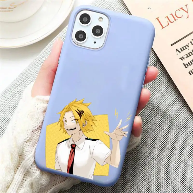 

My hero academia Denki Kaminari anime Phone Case Candy Color for iPhone 6 7 8 11 12 s mini pro X XS XR MAX Plus