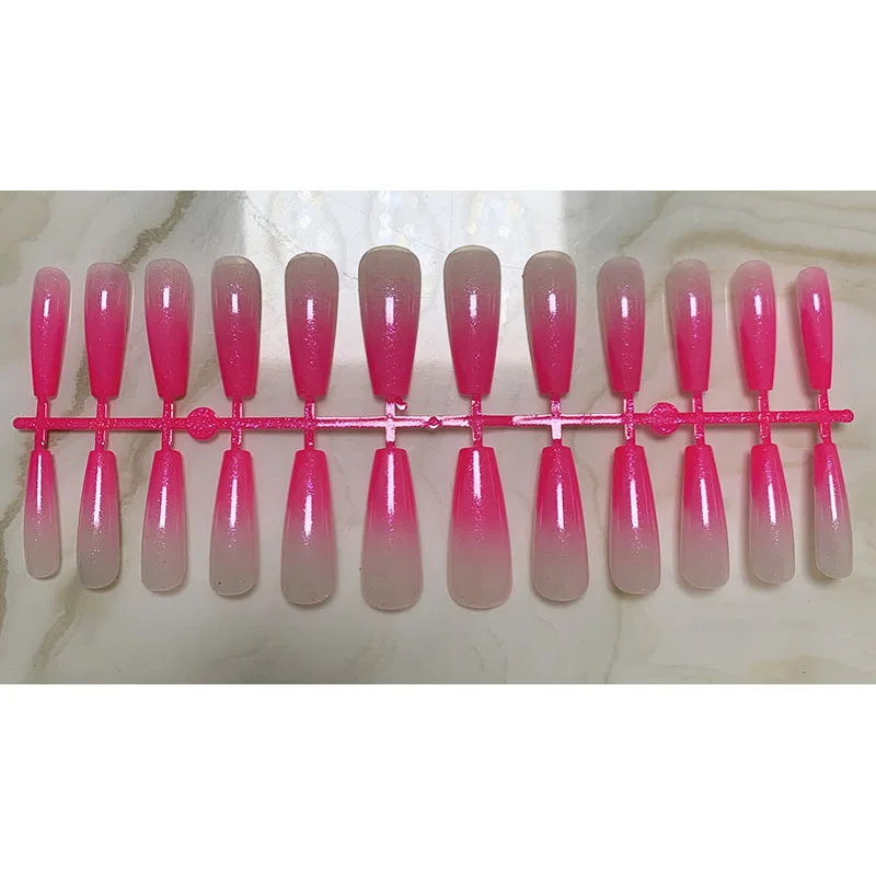 

Double Color Gradient Fake Nail Art Long Ballet Coffin Press On Nail False Nails Design French Tips Manicure Tools Z1014