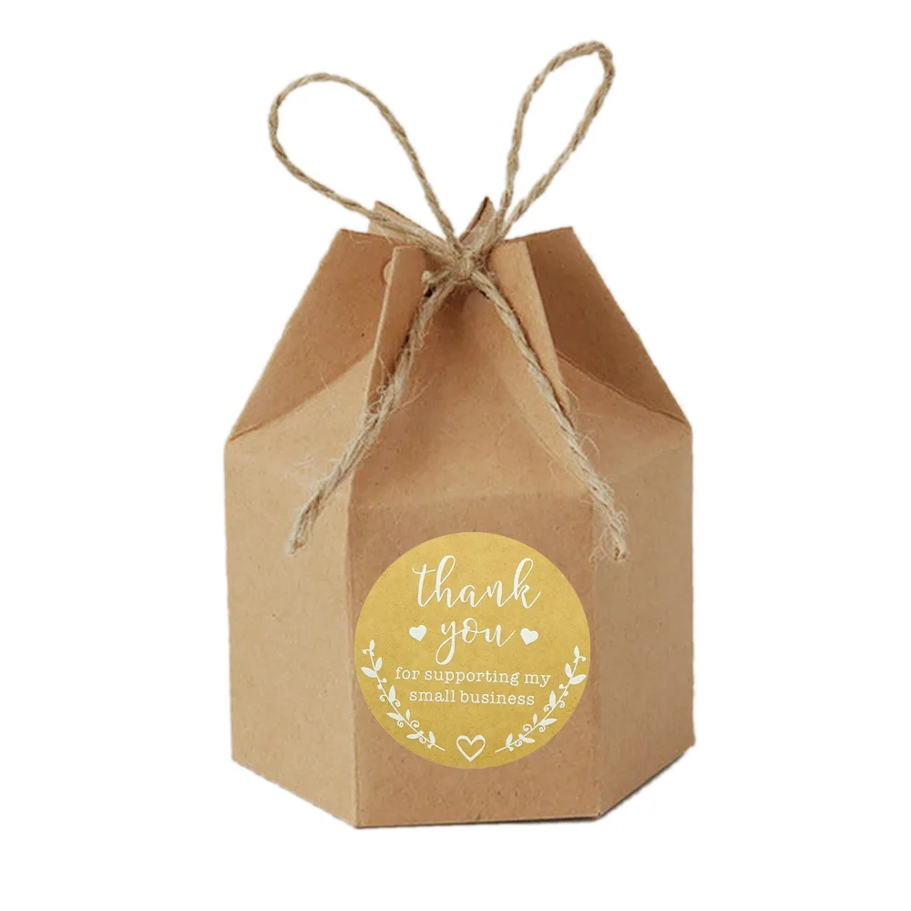 

1.5 inch 500 pieces /roll thank you kraft paper white font label, baking gift card, party, gift wrapping sticker
