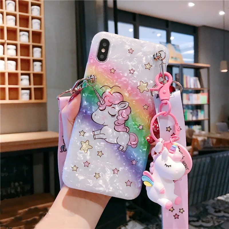Чехол для телефона iphone XR XS max X Unicorn ракушка 8plus 7 7plus 6S 6p мультяшная Оболочка девочки