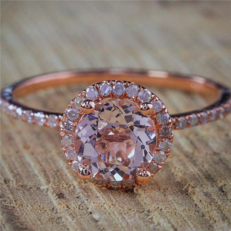 14 K розовое Золотое кольцо с бриллиантом Bizuteria драгоценный камень Anillos De Bague Etoile