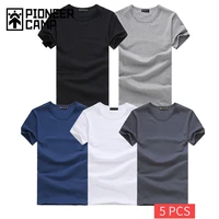 pioneer camp 5pcs simple t shirt men solid 100 cotton t shirts mens new arrival short sleeve men t shirt 2021