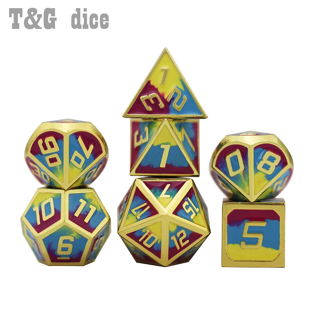 Металлические Блестящие игральные кости высшего качества набор из 25 стилей + 1