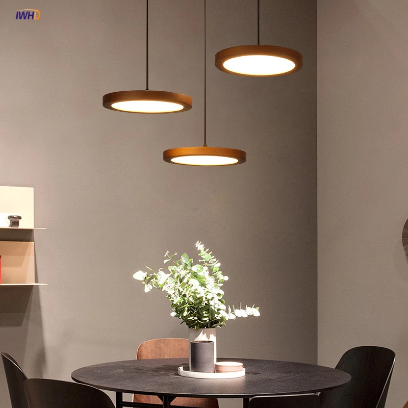 

Modern Nordic LED Pendant Lights 24cm Wooden Lampshade Hanglamp Japan Style Drop Light Fixture For Home Ceiling Decor Lampara