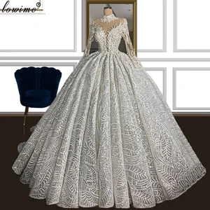 Свадебные платья со стразами для принцесс, а-силуэта, с длинным рукавом, роскошное платье для свадебных торжеств в турецком стиле