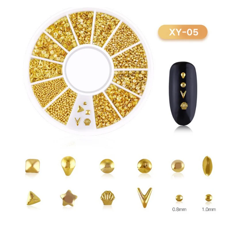 

17 Types Nail Ornament Mixed Crystal Diamond Nail Art Decoration Multi-size Gems Metal Nail Rivets Studs