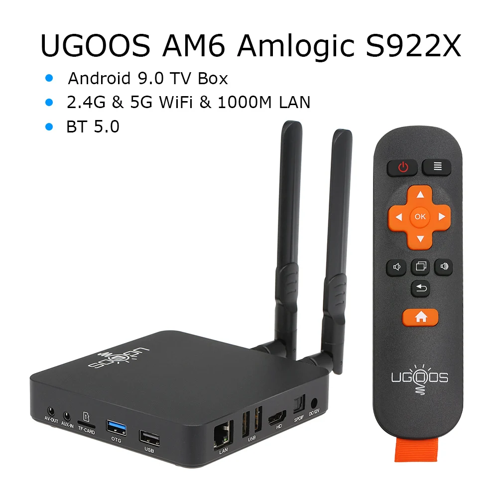 UGOOS AM6 Android 9 0 Smart tv Box S922X DDR4 2 Гб ОЗУ 16 ПЗУ 4G и 5G WiFi 1000M LAN BT5.0 4K HD Домашний медиаплеер