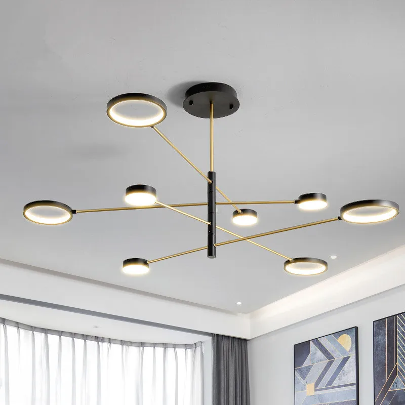 Скандинавская ретро-люстра черная матовая люстра с регулируемой яркостью 4/6/8