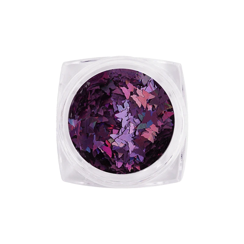 Dark Purple 1 коробка блестящая лазерная бабочка Блестки для ногтей акриловые блестки голографическая сверкающая блестка для ногтей листы Советы Украшение для ногтей - Цвет: Dark Purple