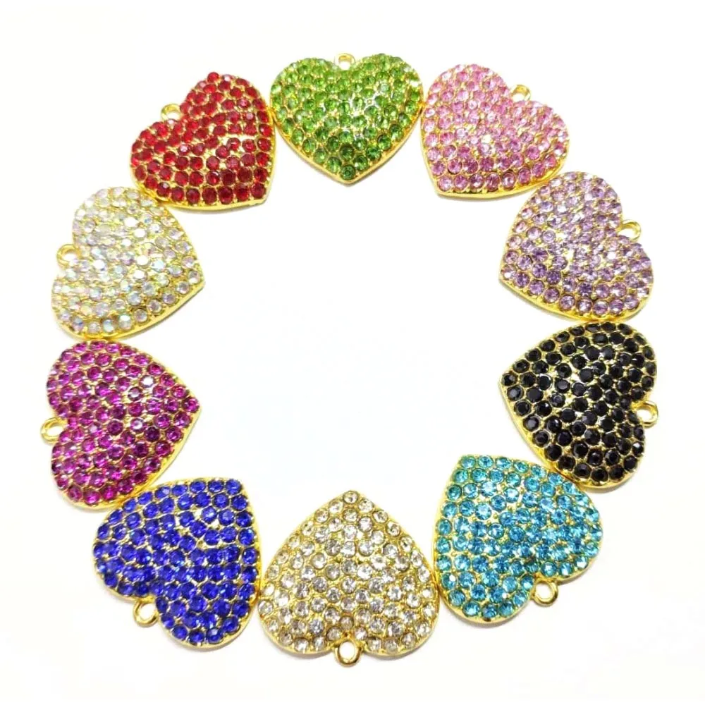 

10pcs Mixed Color Heart Rhinestone Charms for Women DIY Jewelry Accessories H1