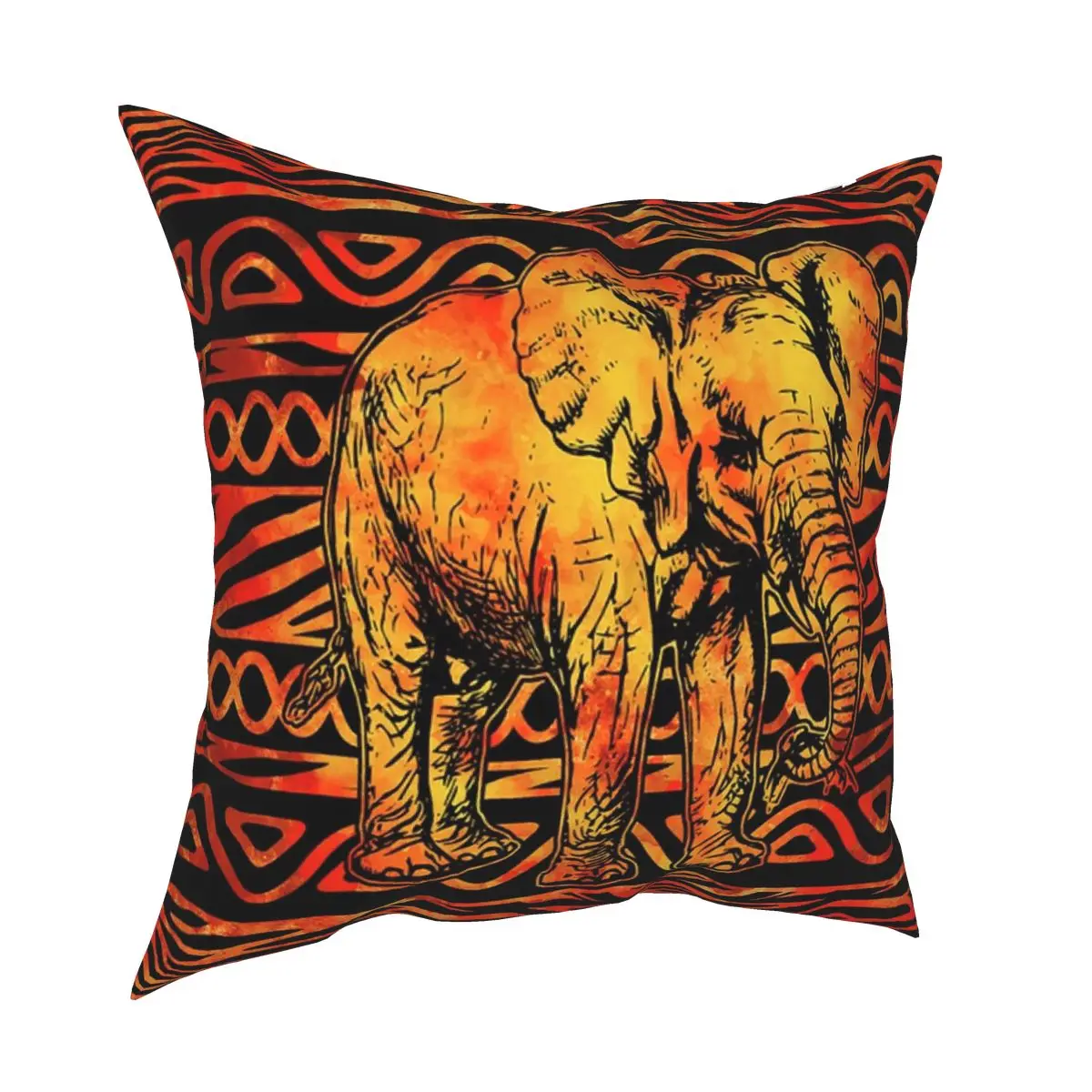 Наволочка с текстурированным этническим принтом и изображением слона украшение