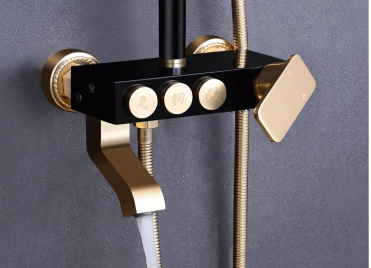 Новый роскошный набор для душа золотистые и черные Смесители ванны смесители